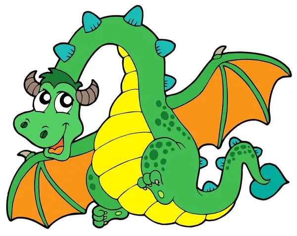 Dragão verde voador —  Vetores de Stock