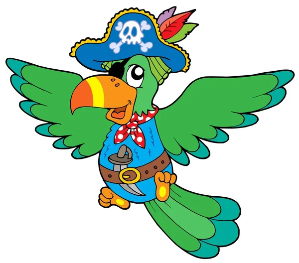 Летучий пиратский попугай — стоковый вектор