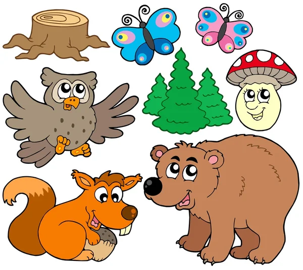 森の動物コレクション 3 — ストックベクタ