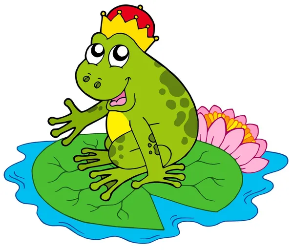 水のユリにカエルの王子 — ストックベクタ