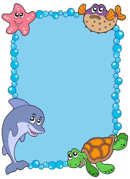 Cadre avec animaux marins 1 — Image vectorielle