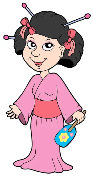 Geisha en robe rose — Image vectorielle