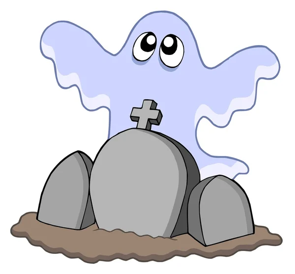 Ghost with graves — Stock Vector