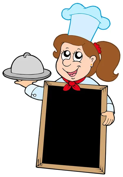 女孩厨师与黑板 — 图库矢量图片