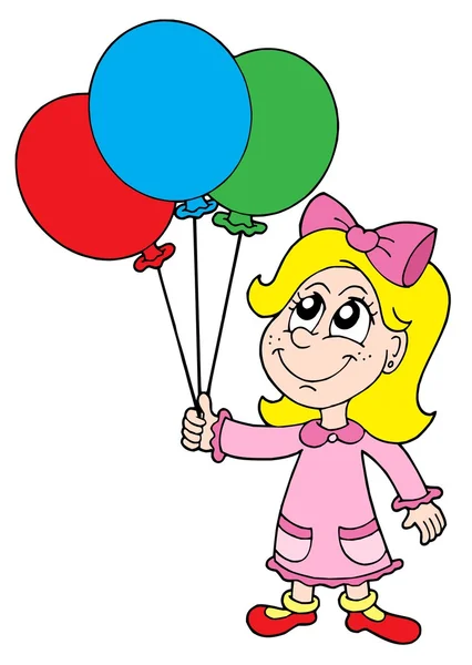 Klein meisje met ballonnen — Stockvector