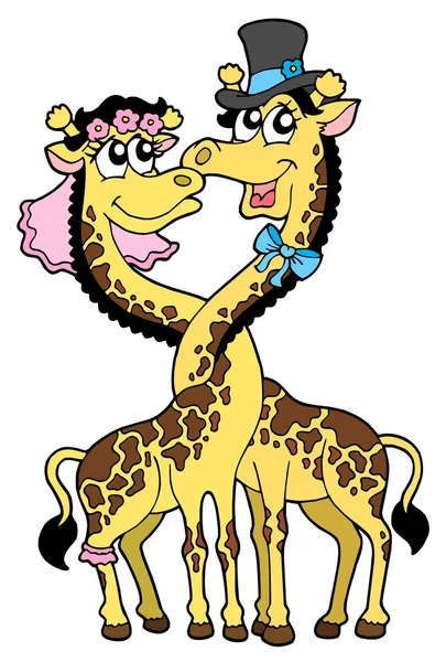 Векторная иллюстрация свадьбы жирафов — стоковый вектор