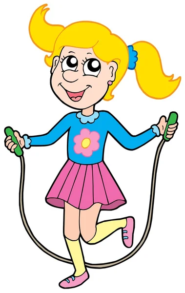 Girl with jumping rope — Stock Vector