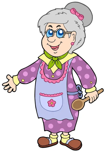 Granny with spoon — Stock Vector