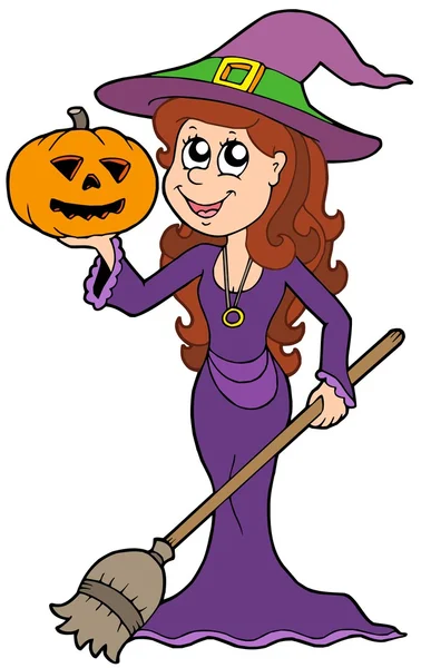 Halloween girl wizard — Stock Vector