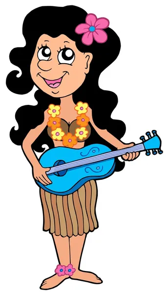Chica músico hawaiano — Vector de stock