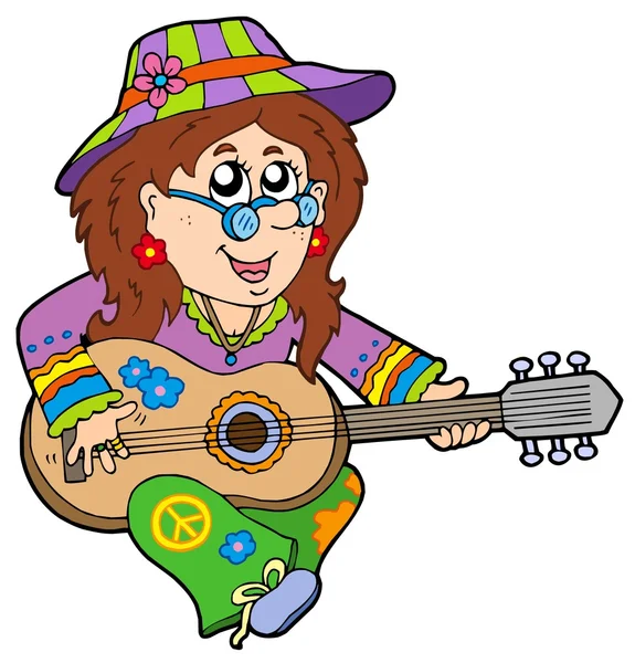Jogador de guitarra Hippie —  Vetores de Stock