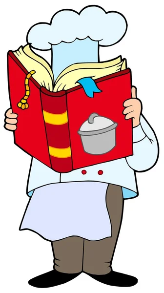 Chef leyendo libro de cocina — Vector de stock