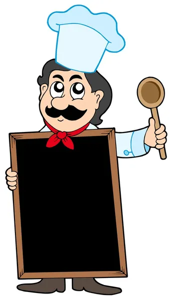 Chef holding blackboard — Stock Vector