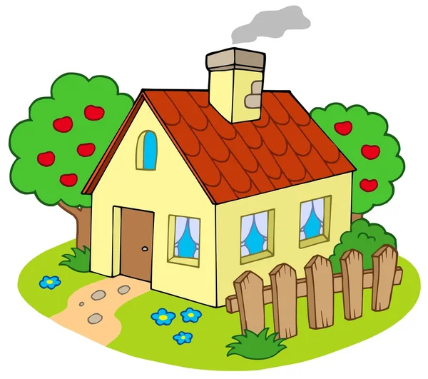 Casa com jardim — Vetor de Stock
