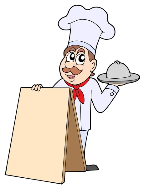 Chef con tavolo — Vettoriale Stock