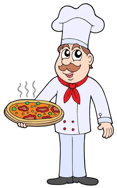Chef con pizza — Vector de stock