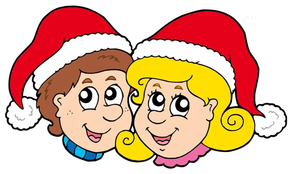 Vánoční chlapec a dívka — Stockový vektor