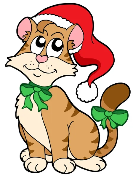 Christmas tecknade katt — Stock vektor