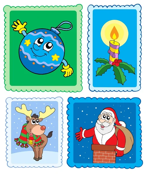 クリスマスのポスト切手コレクション — ストックベクタ