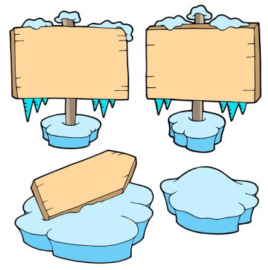 Icy wooden signs clipart