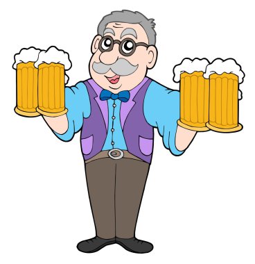 Innkeeper with beers clipart