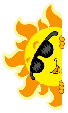 Lurking Sun with sunglasses clipart