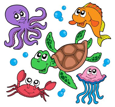 Marine animals collection clipart