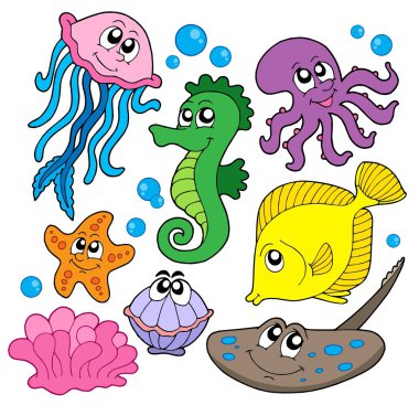 Marine fish collection clipart