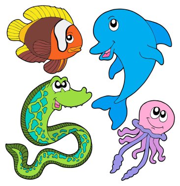 Marine fishes collection clipart