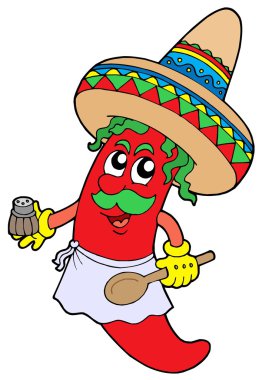 Mexican chilli chef clipart