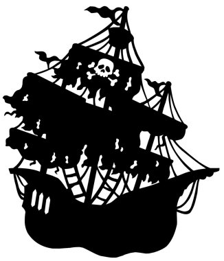 Mysterious pirate ship silhouette clipart