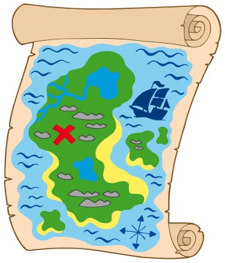 Old parchment with treasure map clipart