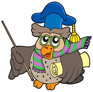 Owl teacher with parchment clipart