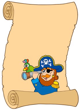 Parchment with pirate and spyglass clipart