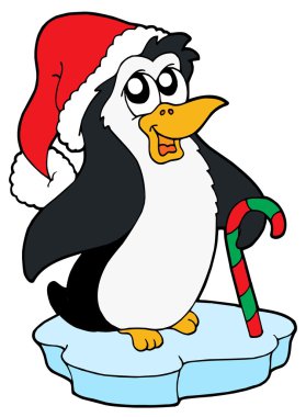 Penguin in Christmas cap clipart