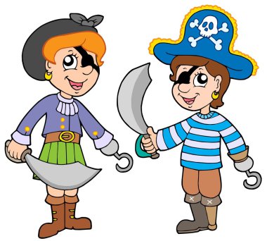 Pirate boy and girl clipart