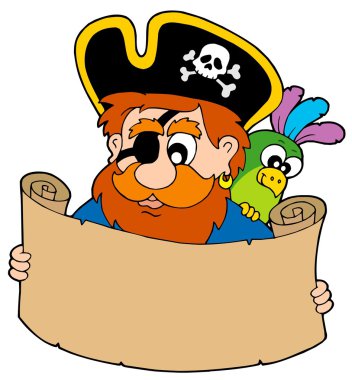 Pirate reading treasure map clipart