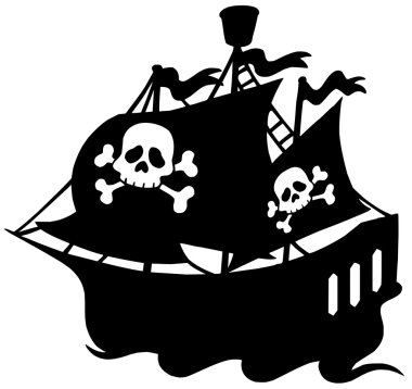 Pirate ship silhouette clipart