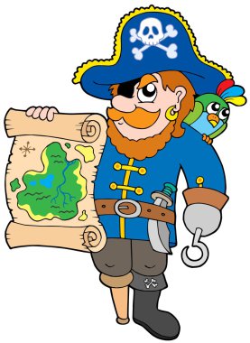 Pirate with treasure map clipart