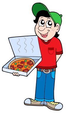 Pizza delivery boy clipart