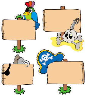 Pirate wooden signs collection clipart