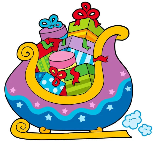 Christmas sledge full of gifts — Stock Vector