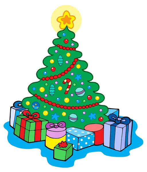 Weihnachtsbaum mit Geschenken — Stockvektor