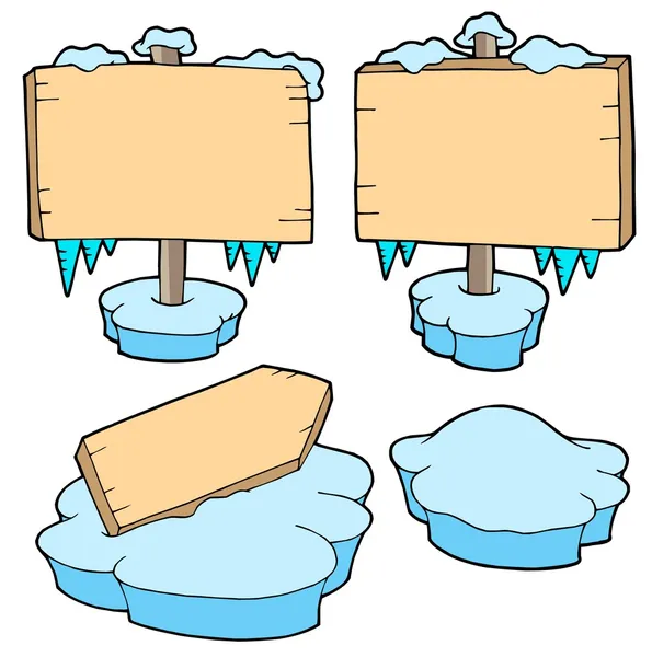 Icy segni di legno — Vettoriale Stock