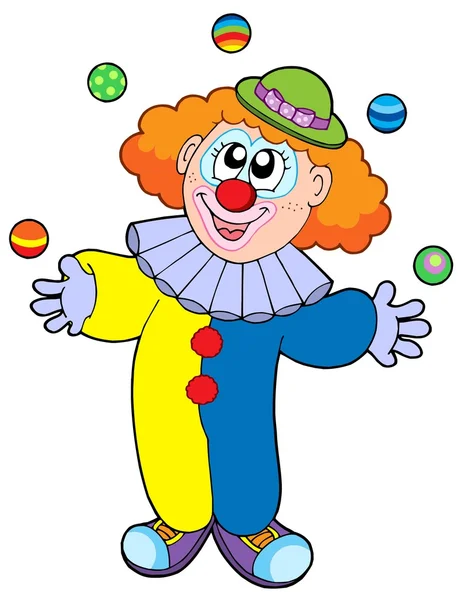 Žonglování kreslený klaun — Stockový vektor