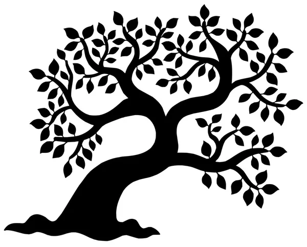 Leafy tree silhouette — Stock Vector