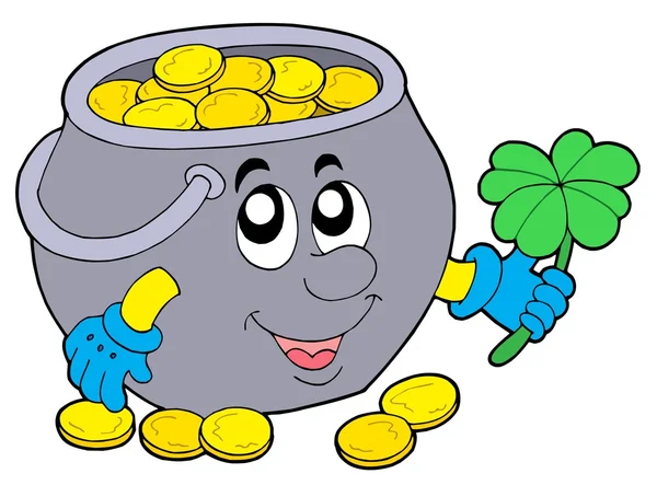 Счастливый горшок с деньгами — стоковый вектор