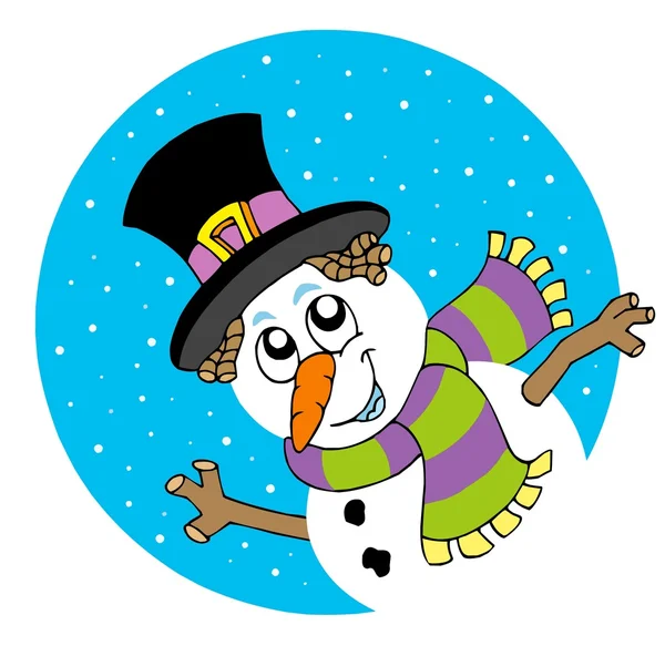 Lurking cartoon snowman — Stock Vector