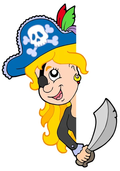 潜んでいる海賊の女の子 — ストックベクタ