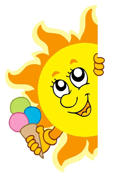 潜伏着太阳与冰淇淋 — 图库矢量图片
